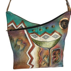 Anuschka BOGO Sale NEVER USED Handpainted Leather Hobo Shoulder Bag Southwest